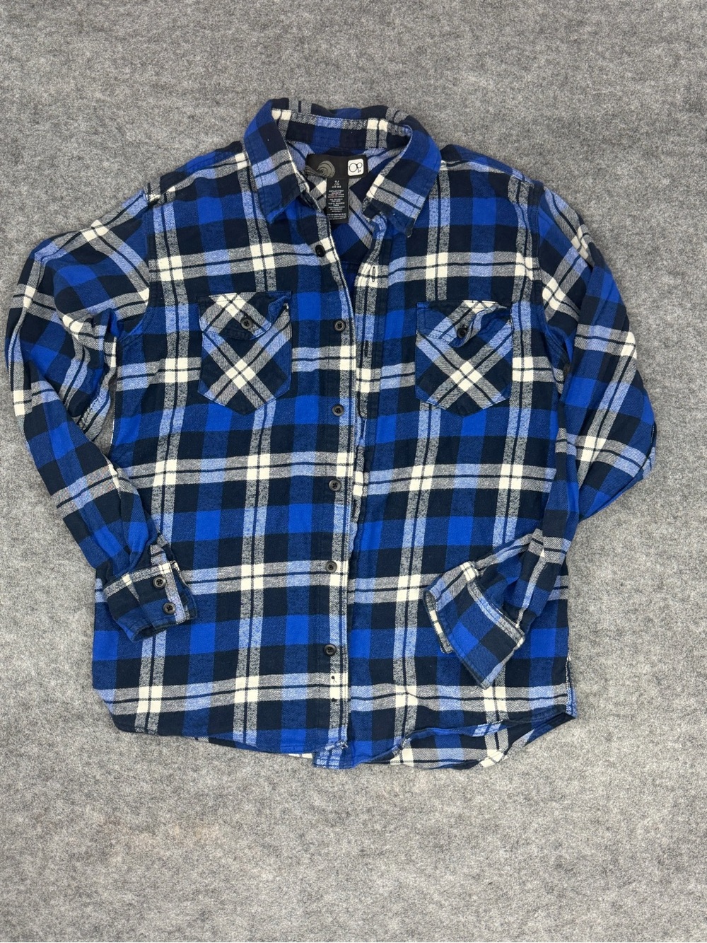 Men’s S Y2K Op Blue Plaid Flannel Shirt